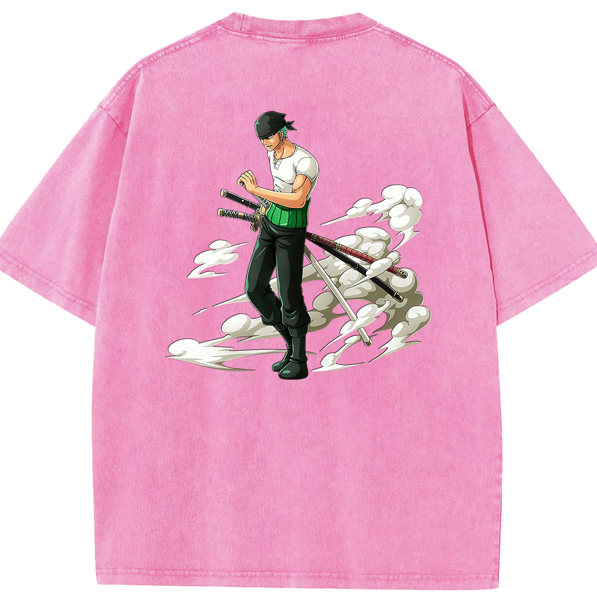 ワンピース ロロノア・ゾロ ONE PIECE Roronoa Zoro 綿100% ヴィンテージ風 半袖Tシャツ（背面プリント）